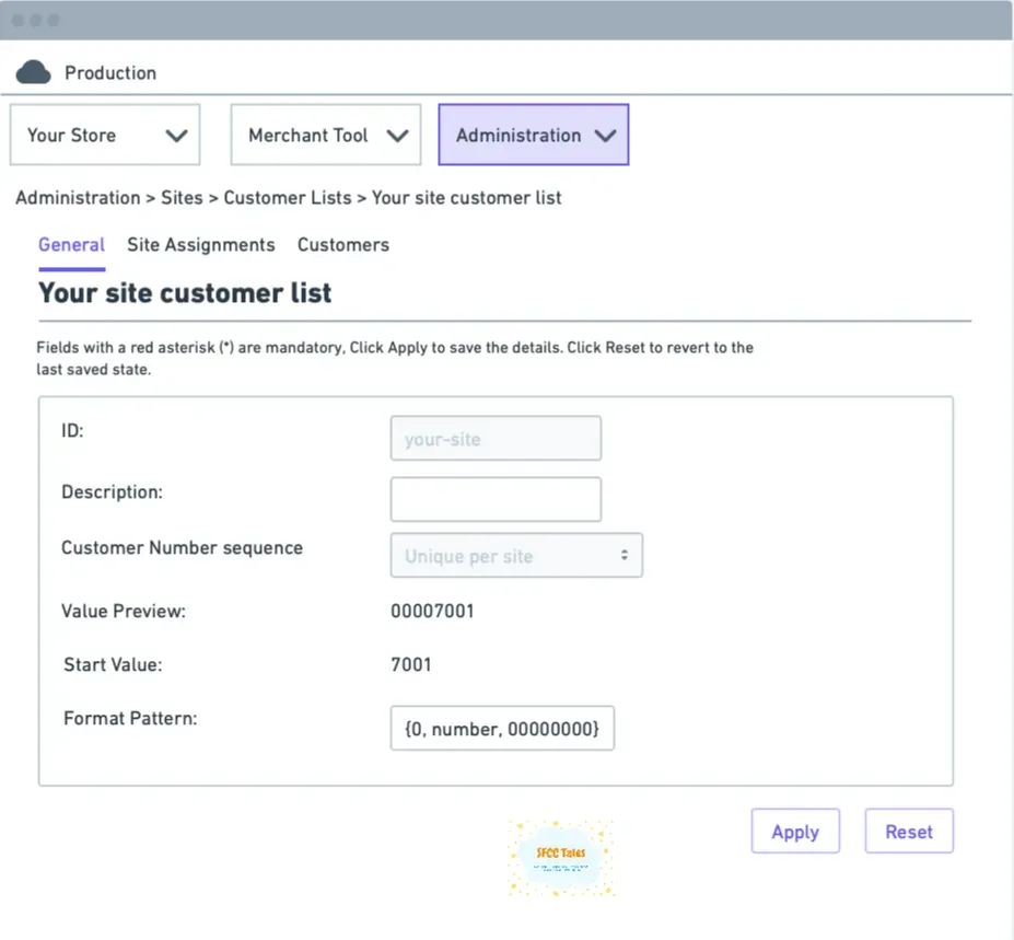 Customer list settings in BM