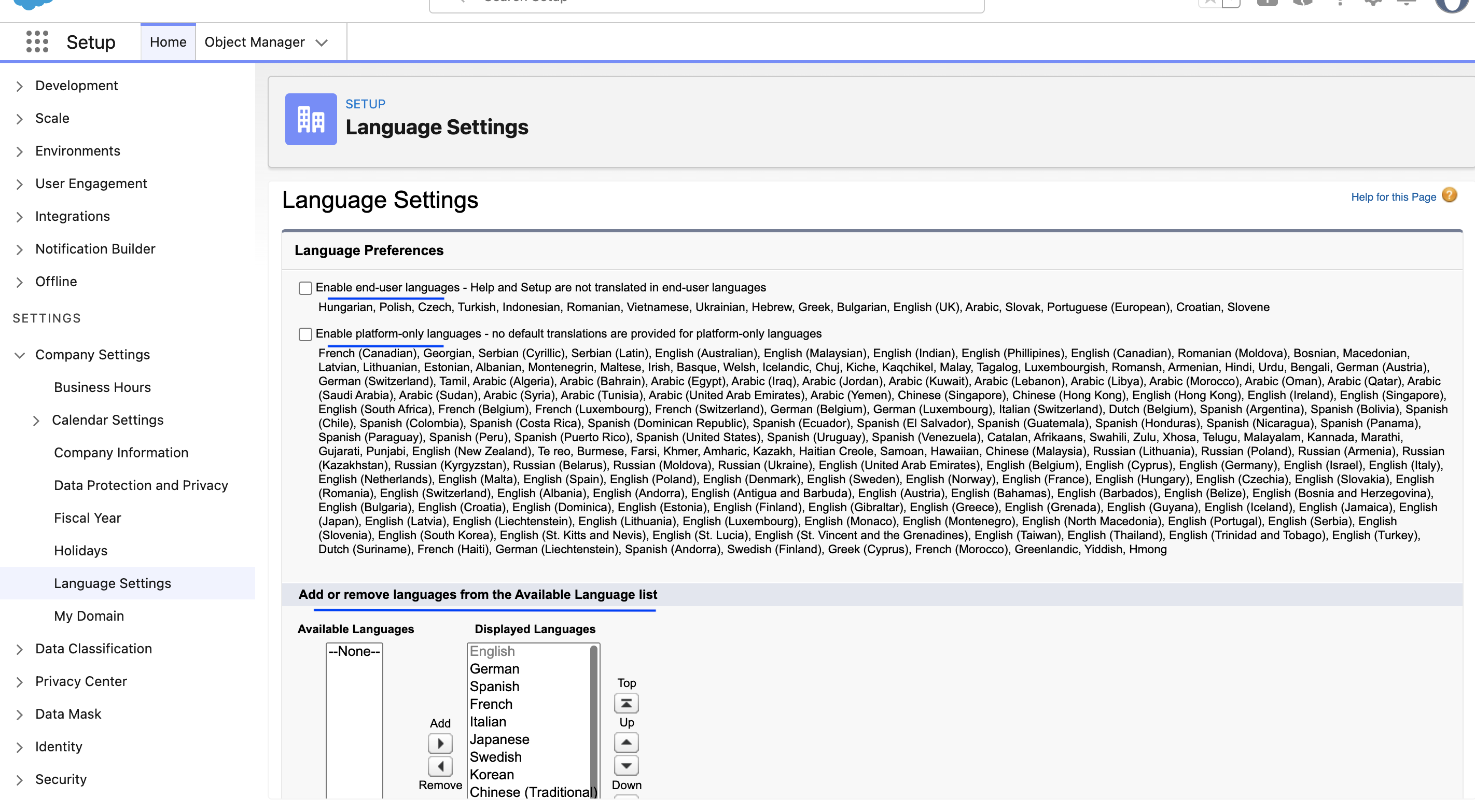 Org Settings