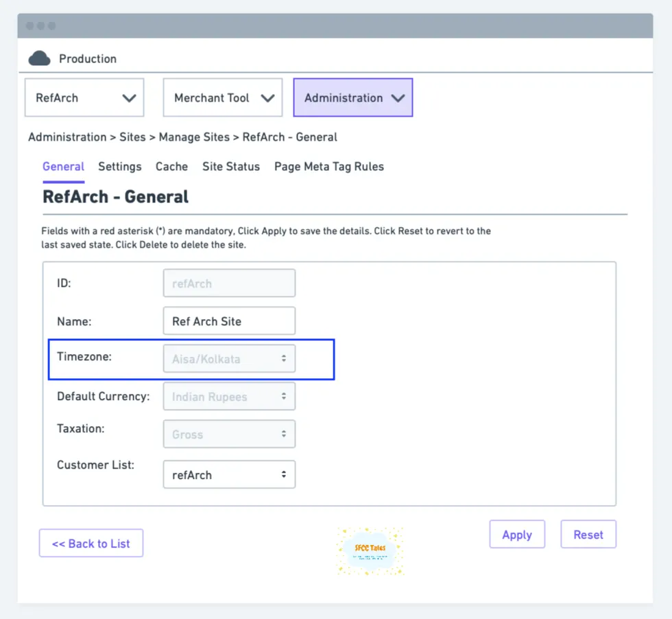Site Timezone setting in Business Manager