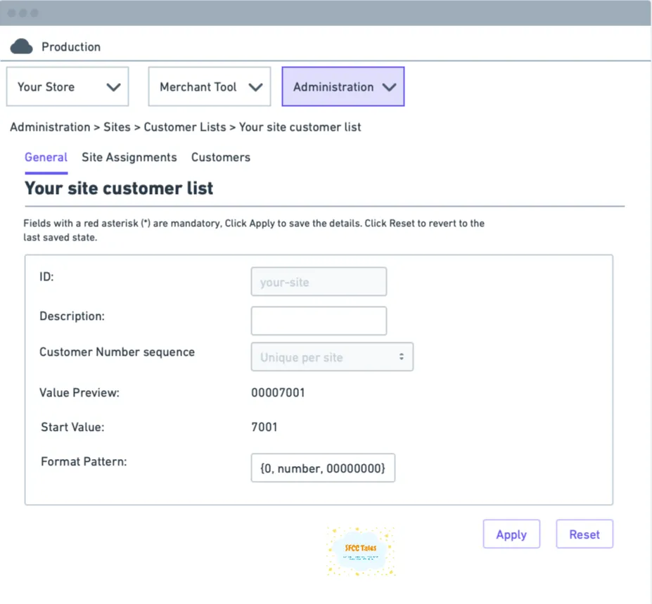 Customer list settings in BM