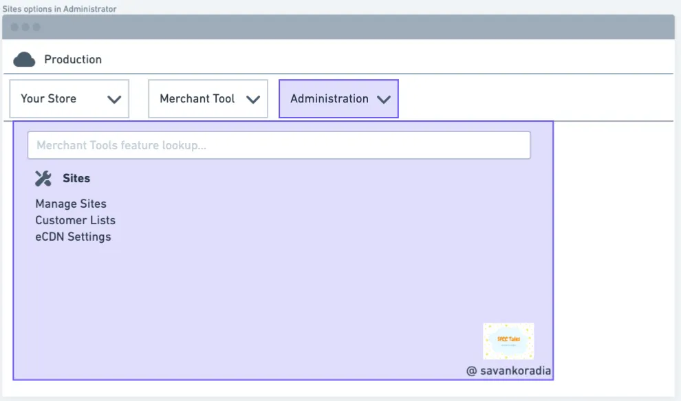 Manage sites option in the Administration section