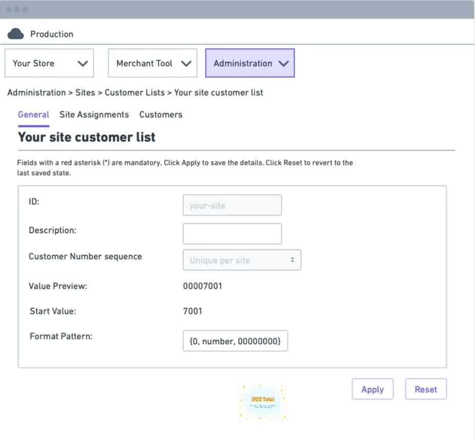 Customer list settings in BM