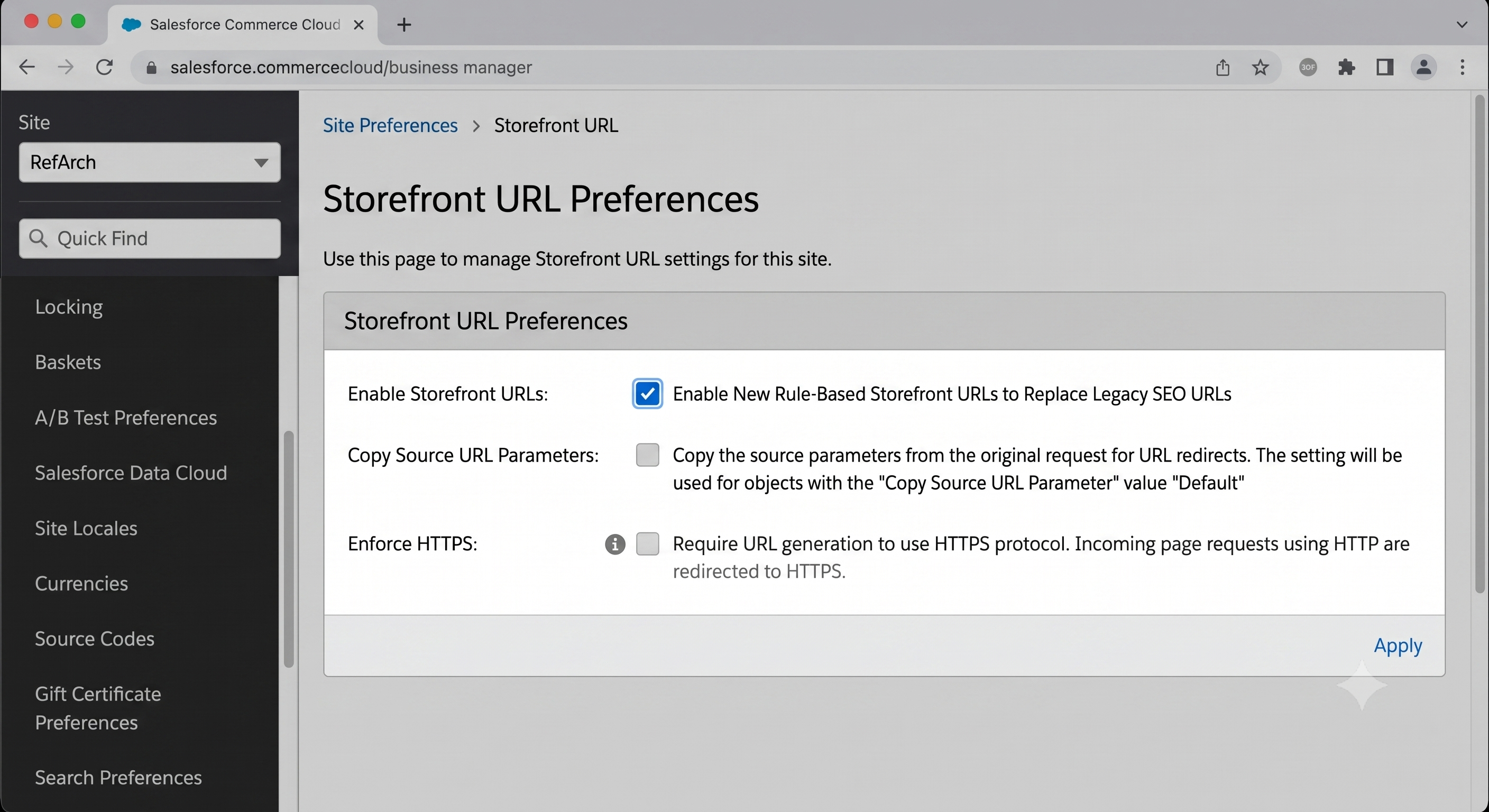 Enable Storefront URL Rules