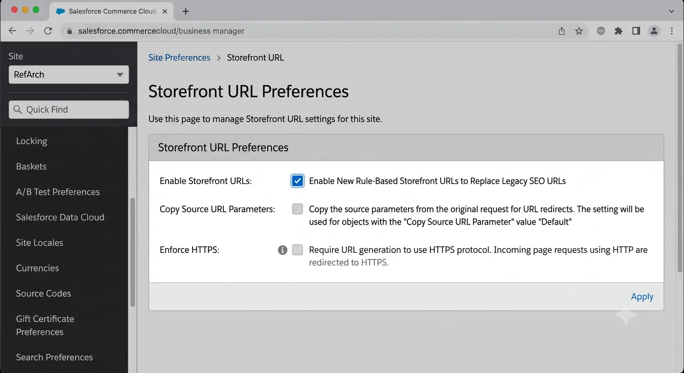 Enable Storefront URL Rules