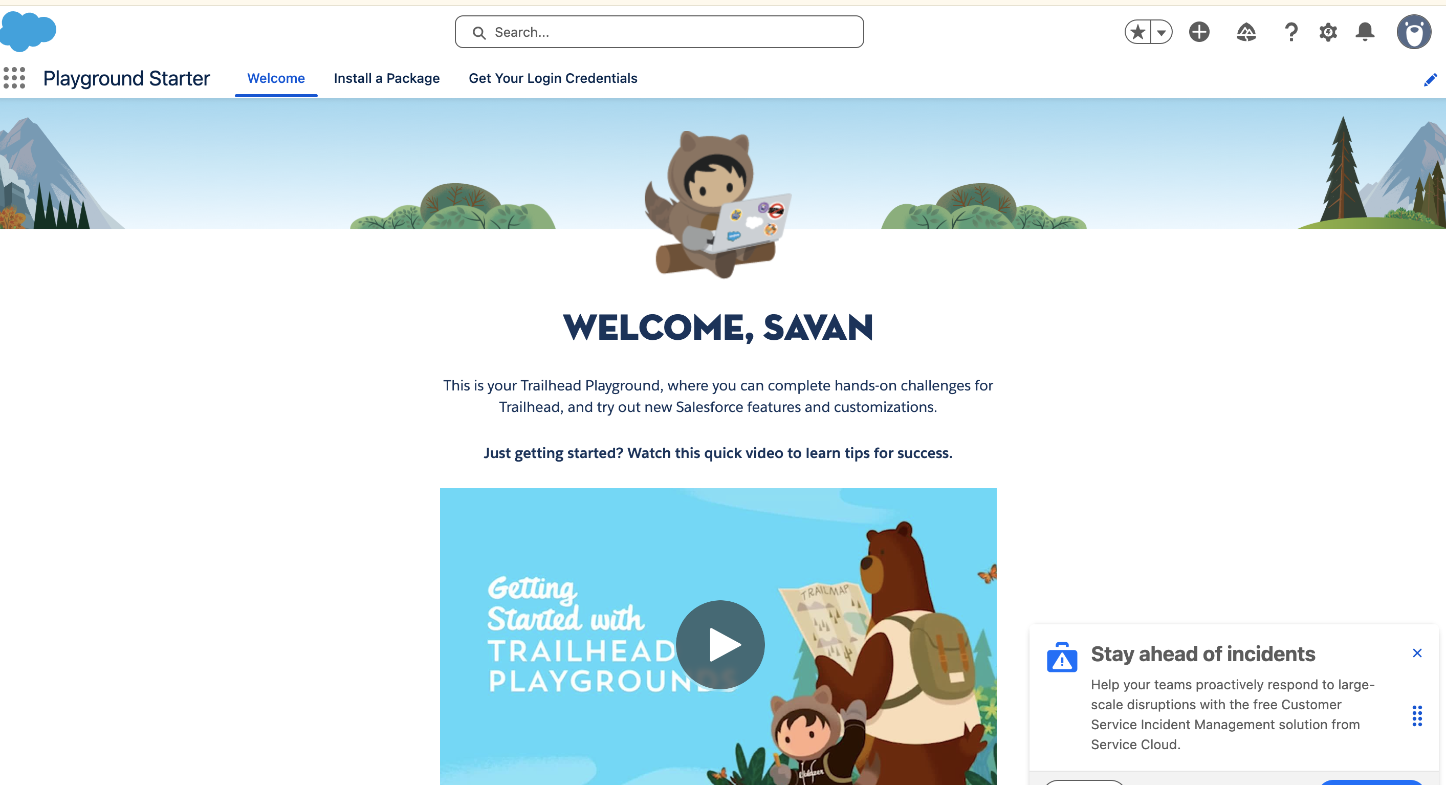 Welcome page